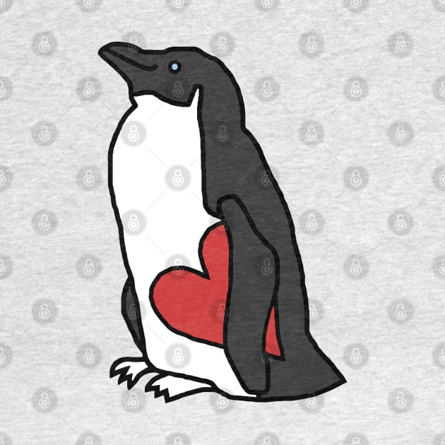 Penguin Holding Your Heart of Love on Valentines Day by ellenhenryart